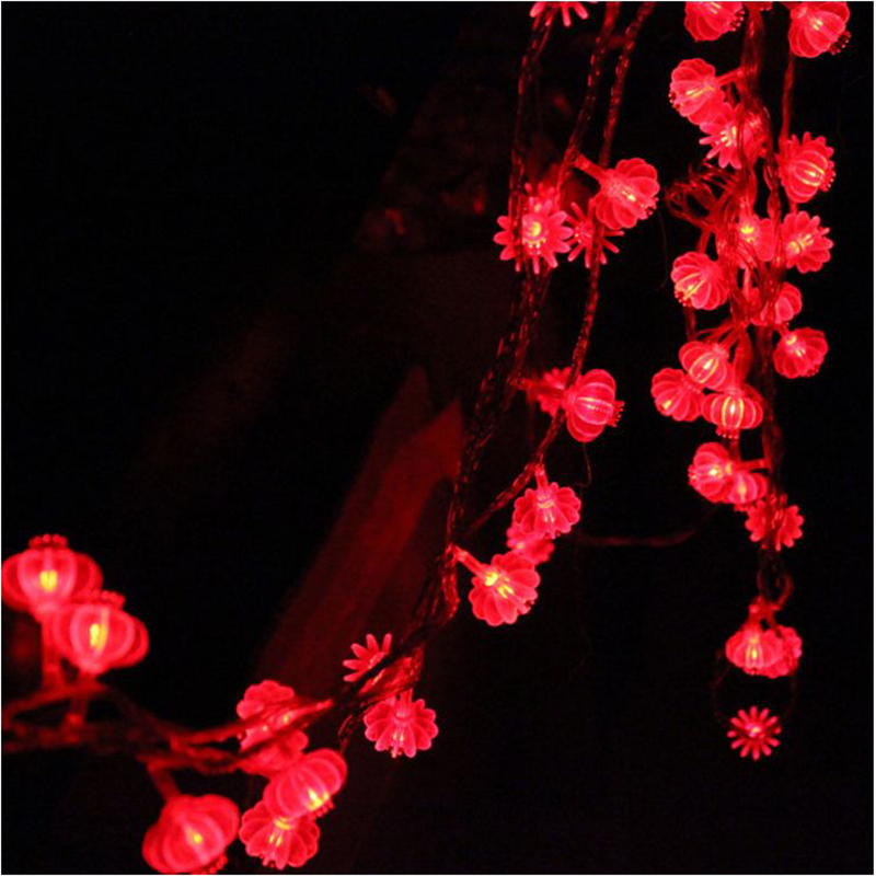 6M 40LED Night Light Battery Red Lantern Lamp Holiday Decoration Mini Lantern
